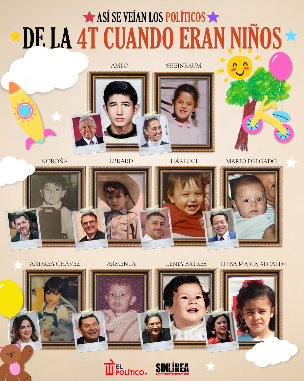 Infografía así se veían los políticos de la 4T cuando eran niños