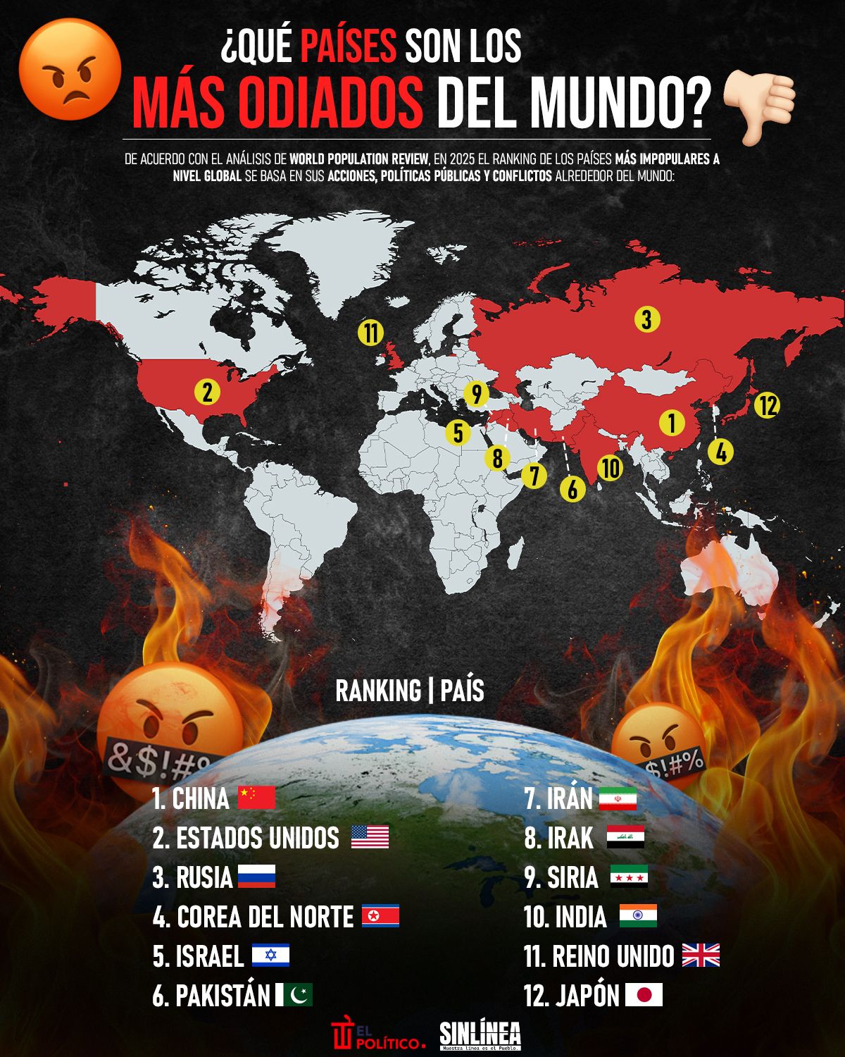 Infografía los países más odiados del mundo 