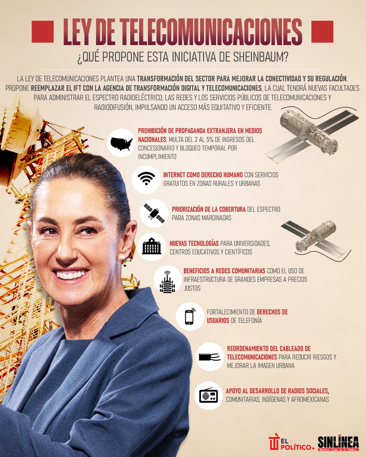 Infografía Ley de Telecomunicaciones: esto propone la iniciativa de Sheinbaum