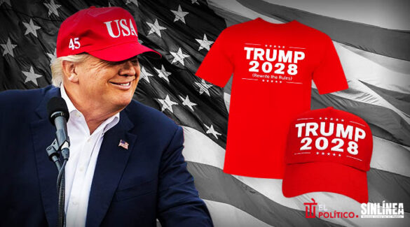 Tienda oficial lanza productos con la leyenda "Trump 2028"
