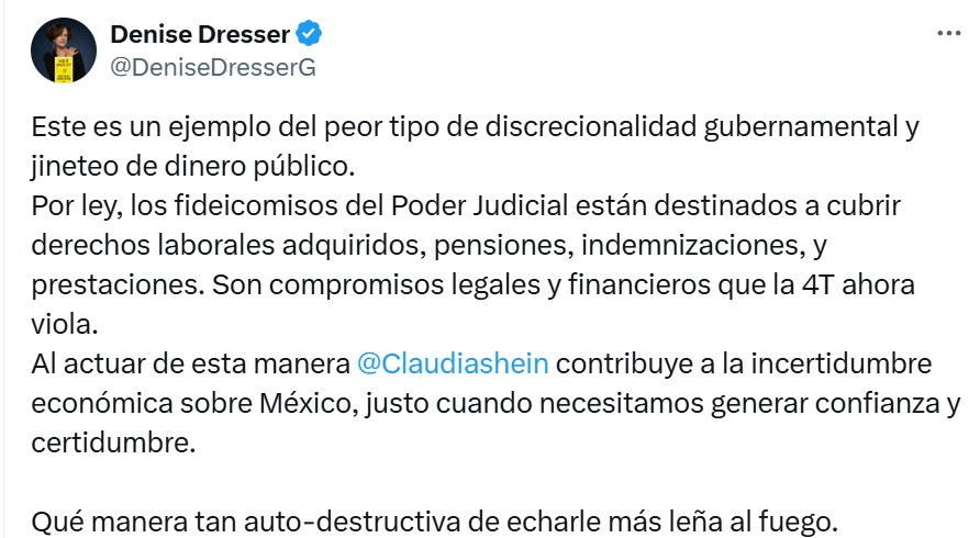 Tuit de Denisse Dresser