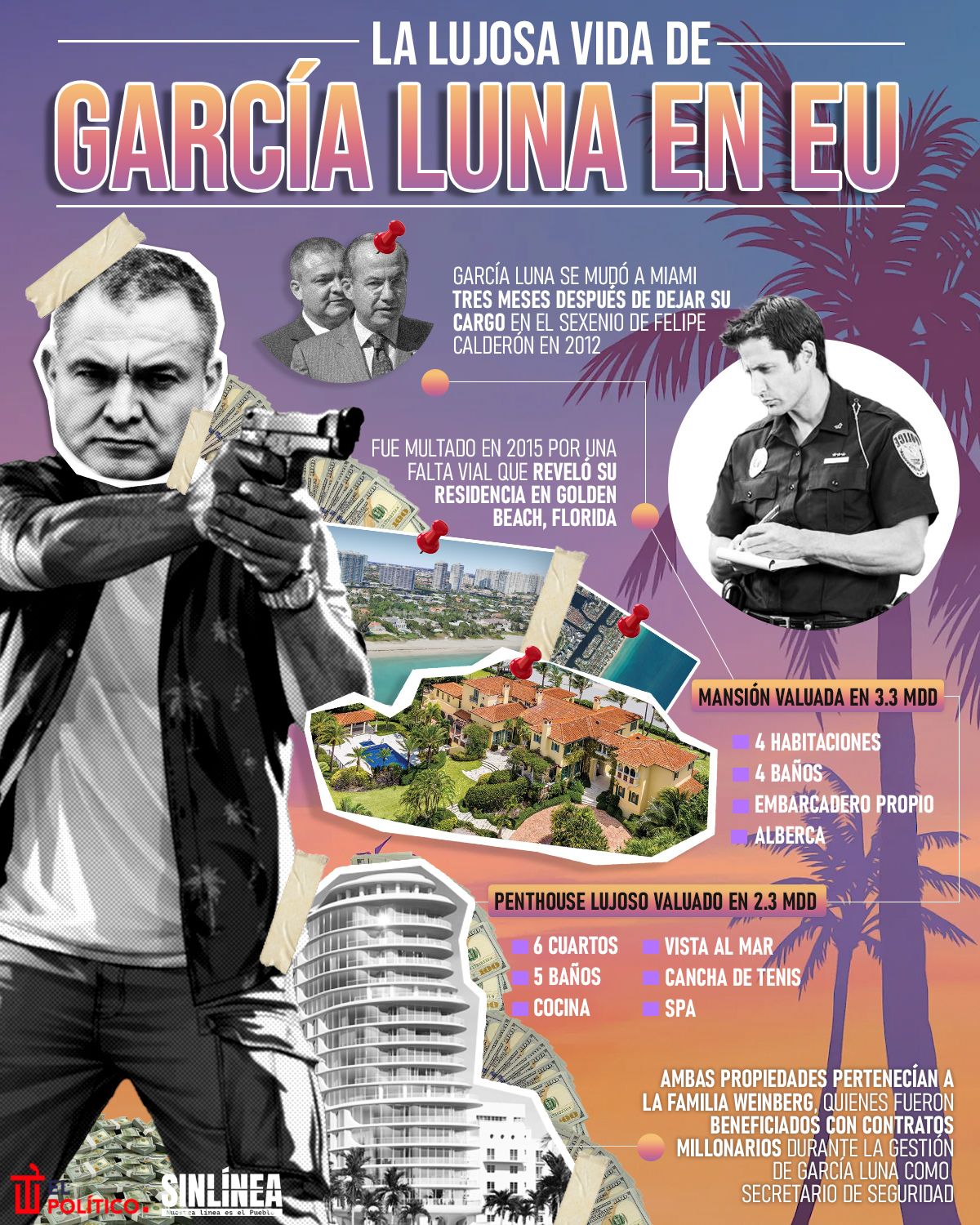 Infografía la lujosa vida de García Luna mientras vivía en EU 