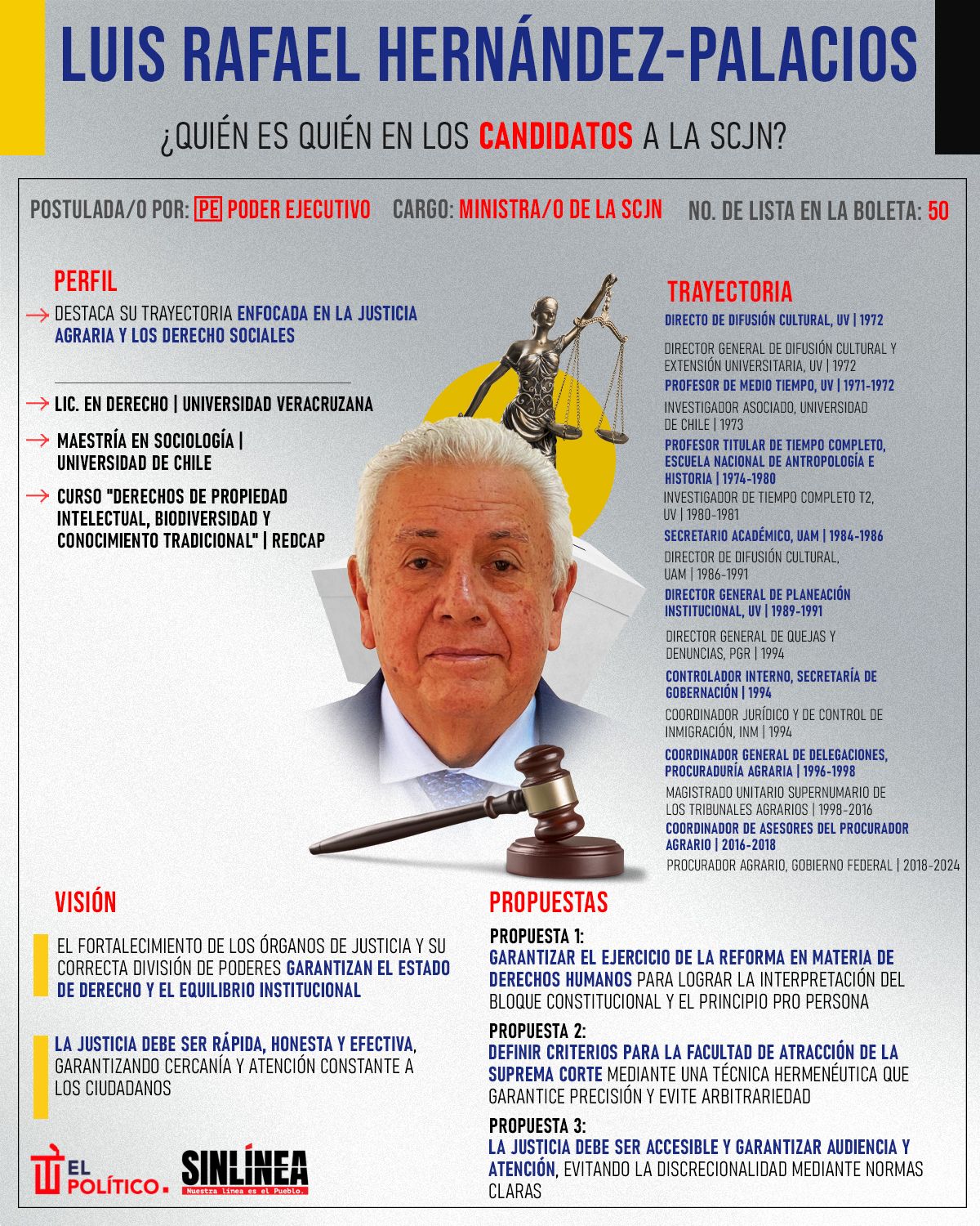 Infografía él es Luis Hernández, candidato a ministro de la SCJN 