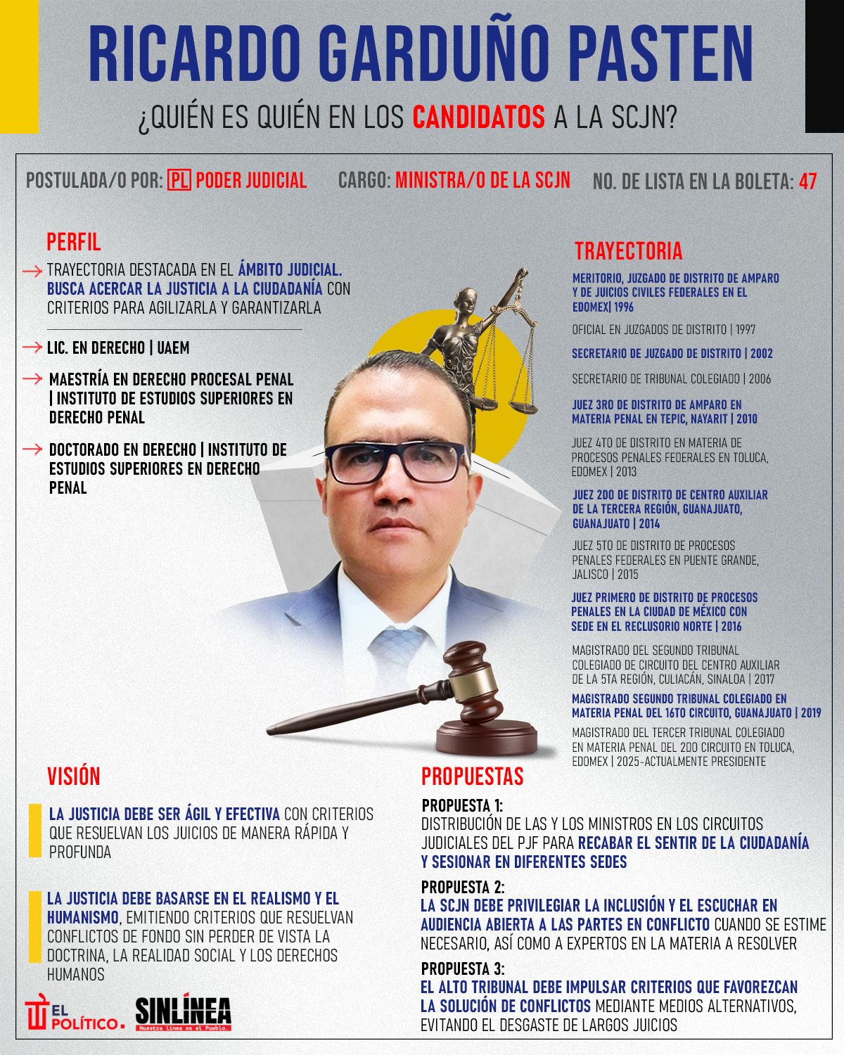 Infografía Ricardo Garduño, candidato a ministro de la SCJN 