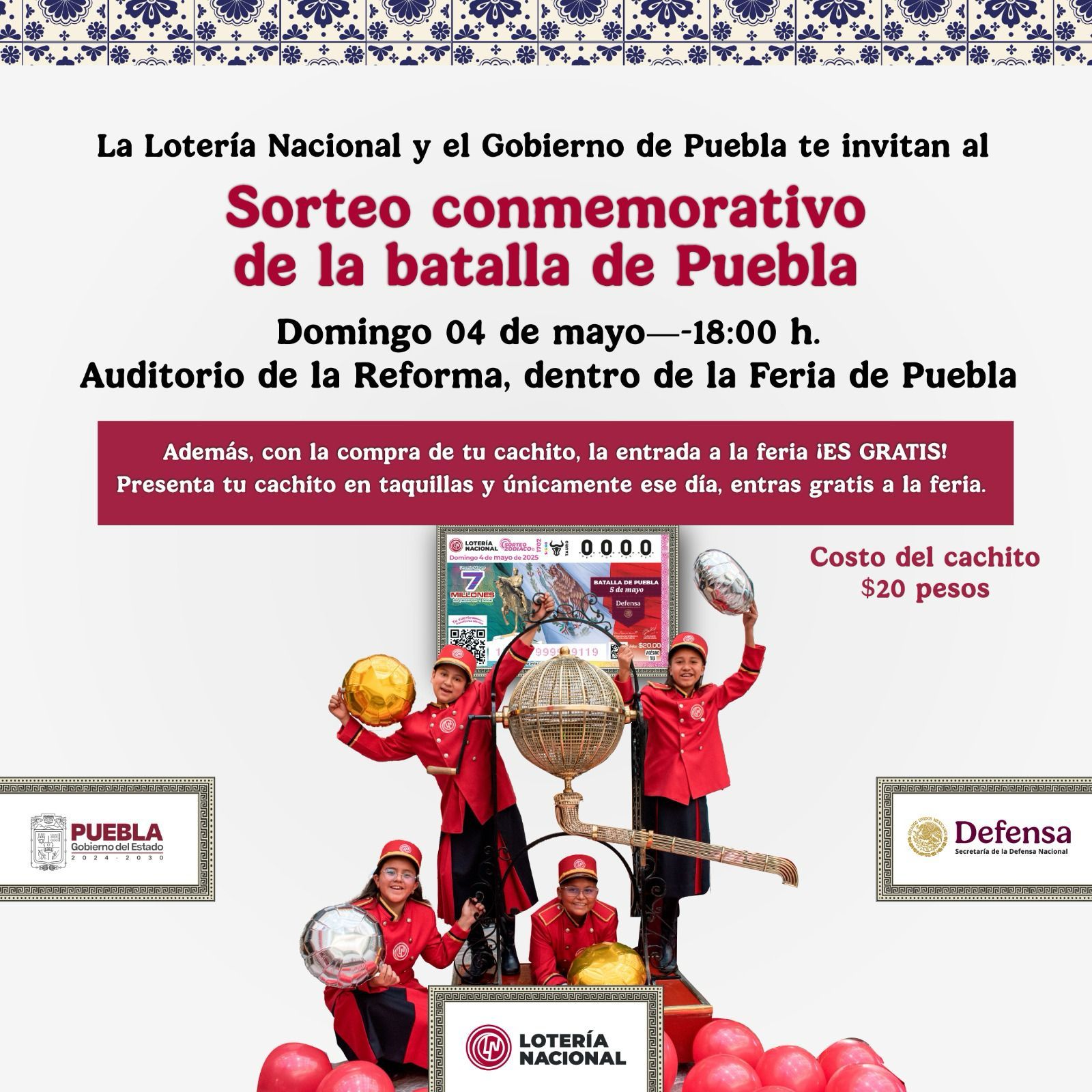Lotería cachito de la Batalla de Puebla