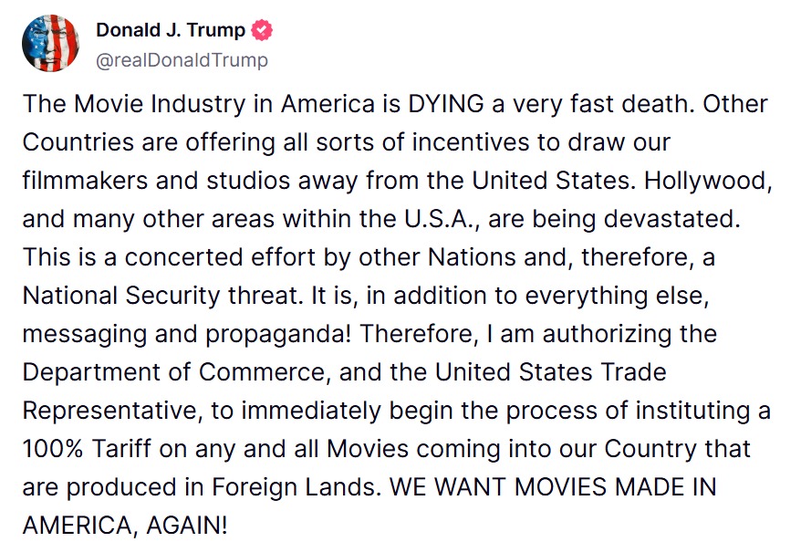 Trump, publicación en Truth Social
