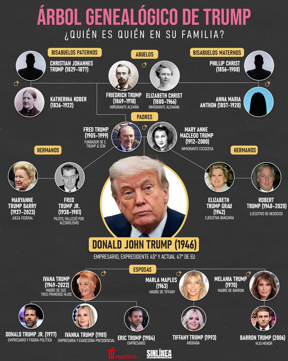 Infografía Donald Trump y su árbol genealógico