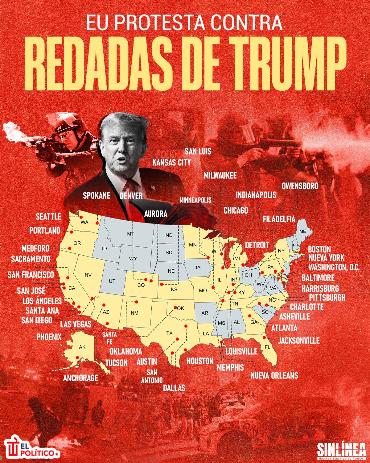 Infografías redadas migratorias: mapa de las protestas contra ICE