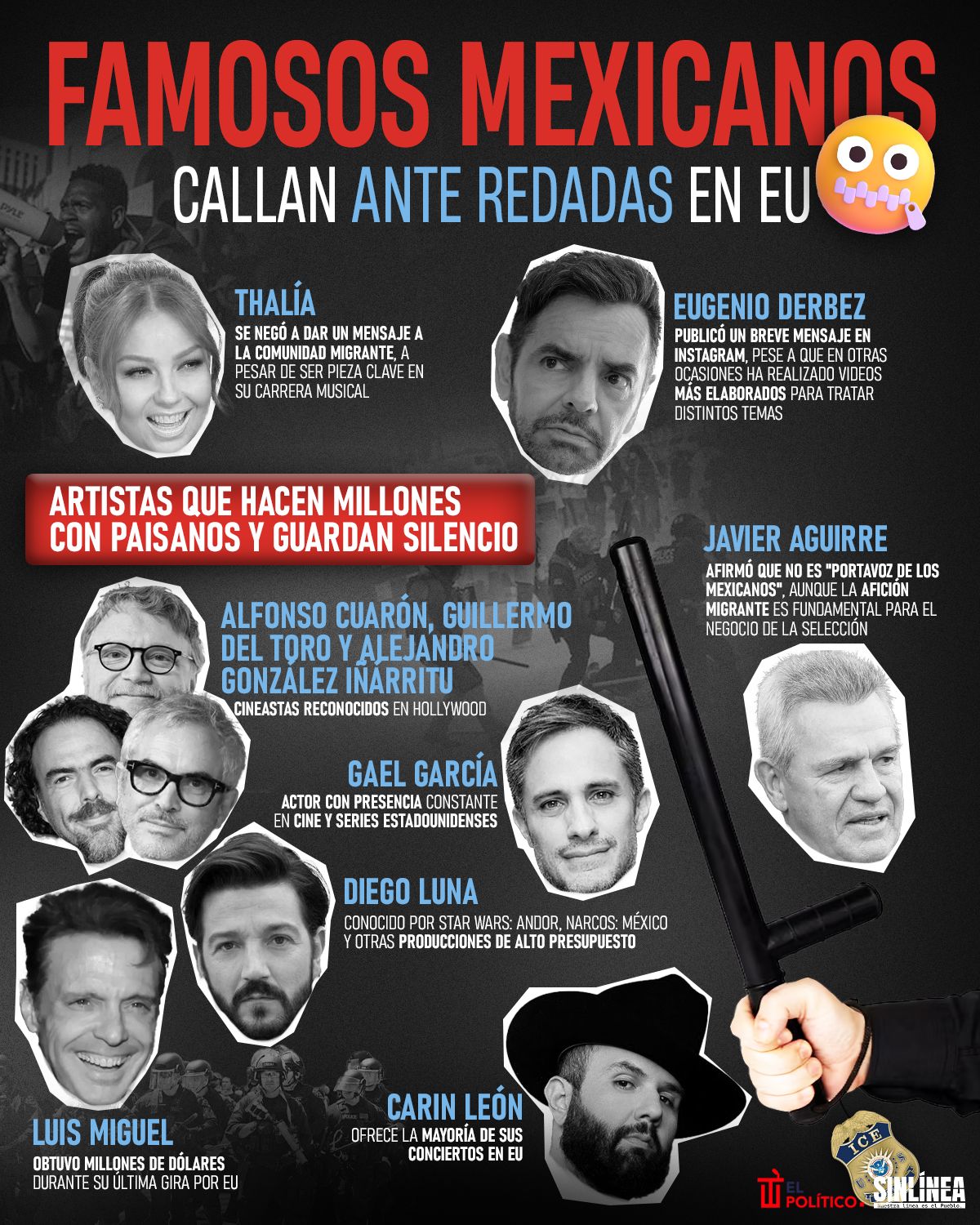 Infografía los famosos mexicanos que guardaron silencio ante redadas migrantes 