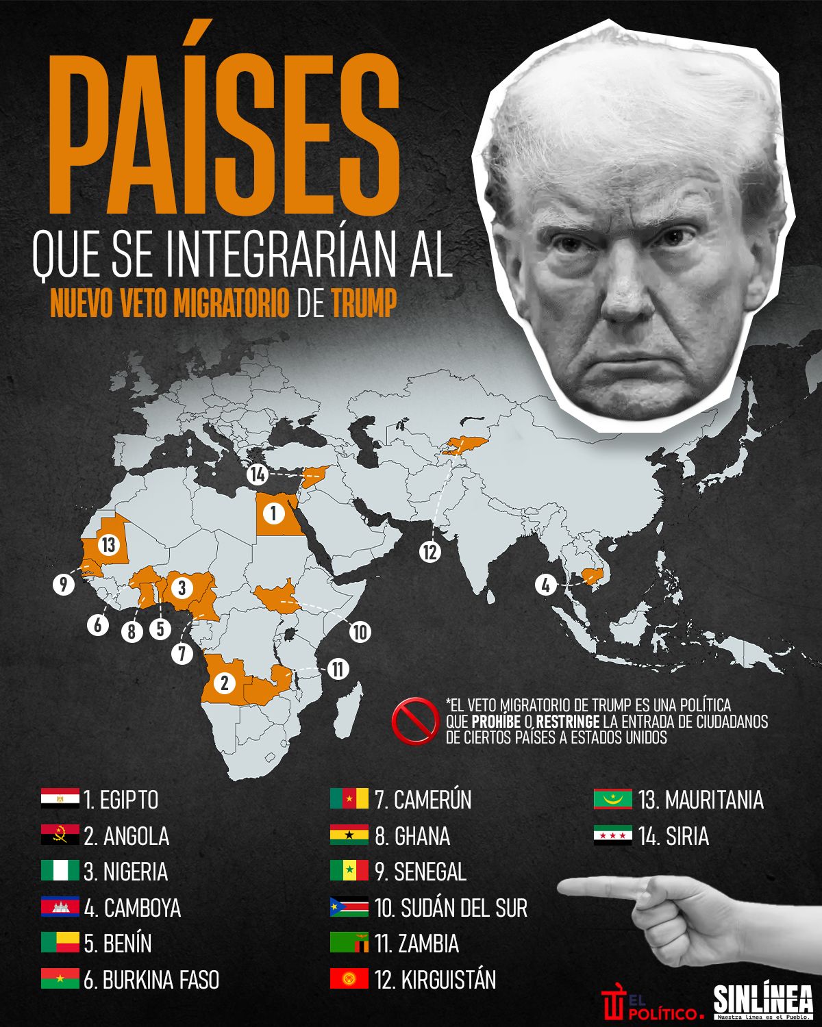 Infografía países que integrarían nuevo veto migratorio de Trump