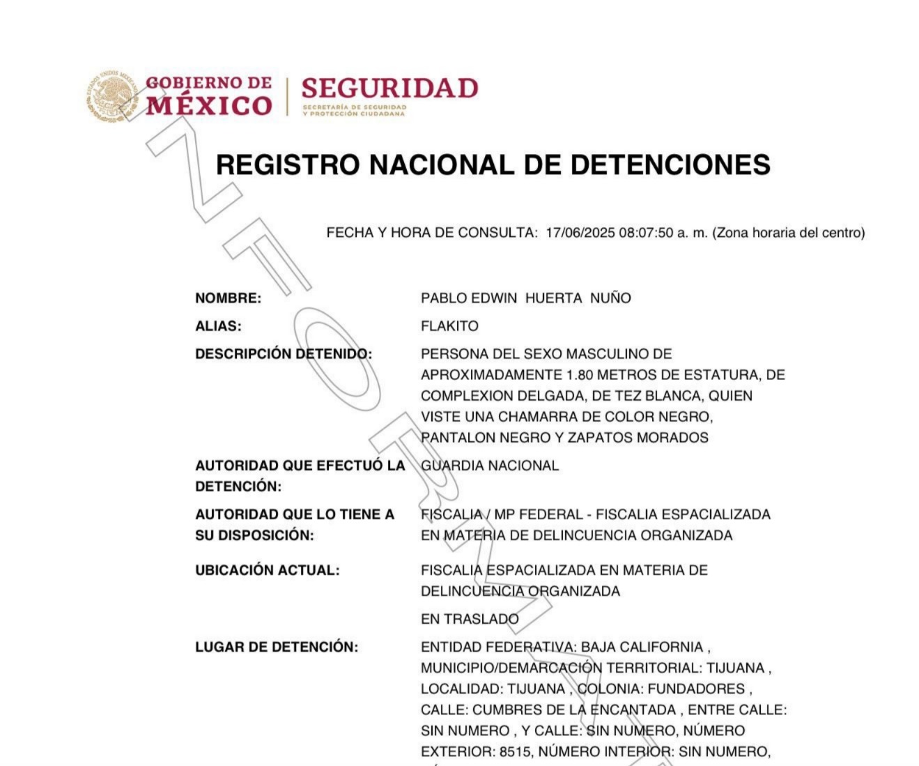 Registro de Detenciones