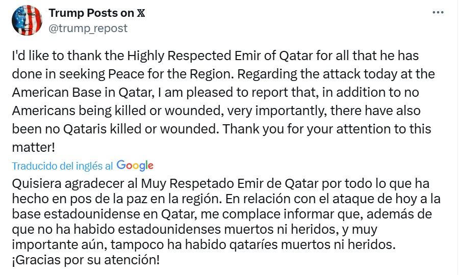 Trump paz en Qatar