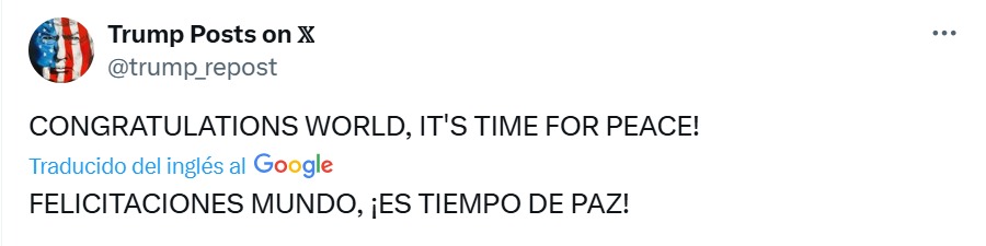 Trump pide paz