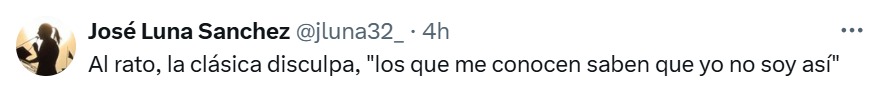 Al rato se disculpa