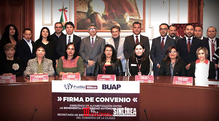 Ayuntamiento de Puebla firma convenio con la BUAP para alfabetización