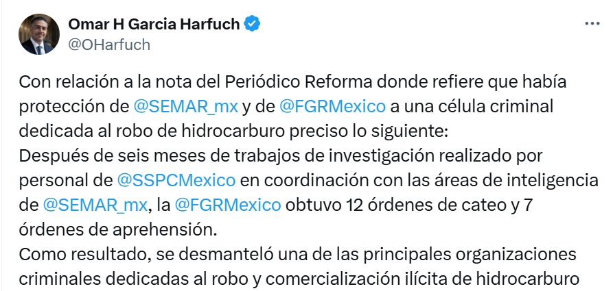 García Harfuch en X