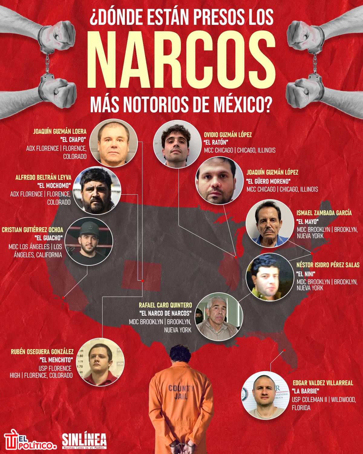 Infografía en estas cárceles de EU están los narcos más notorios