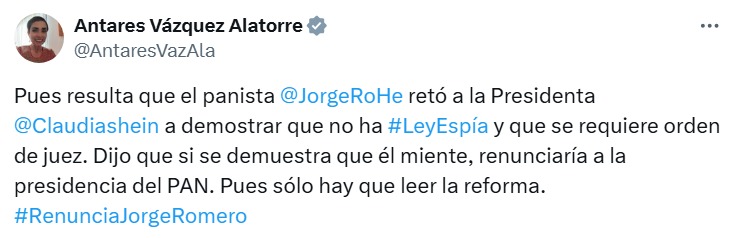 Jorge Romero retó a Sheinbaum