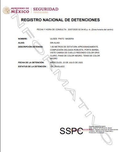 Orden detención Ulises Pinto