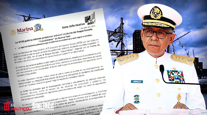 Revelan informe preliminar del accidente de buque Cuauhtémoc