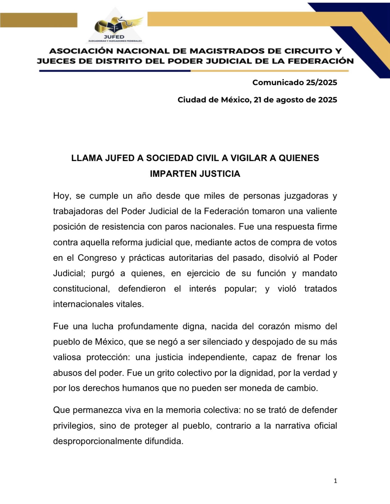 Comunicado Jufed
