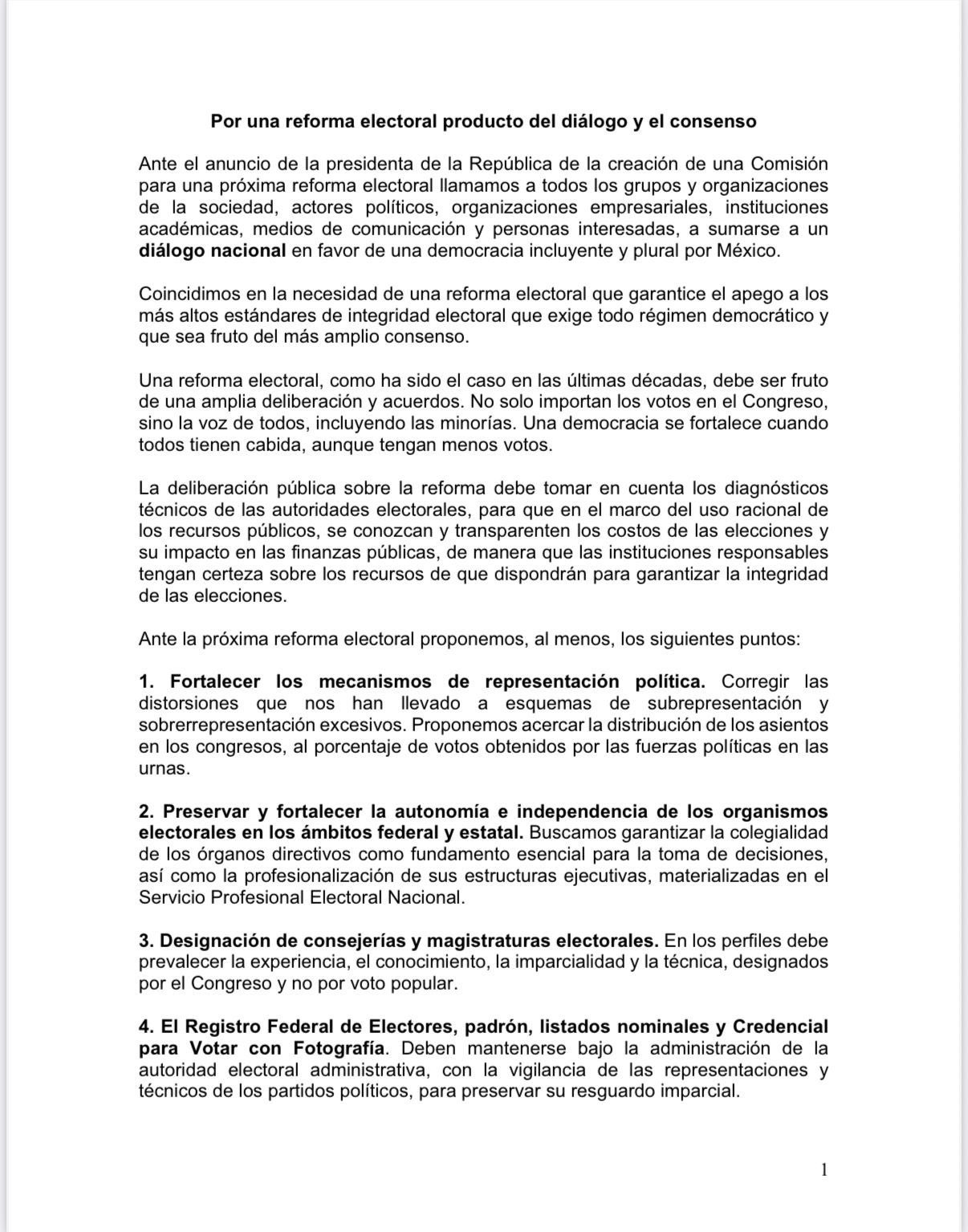 Expresidentes del INE piden consenso para reforma electoral
