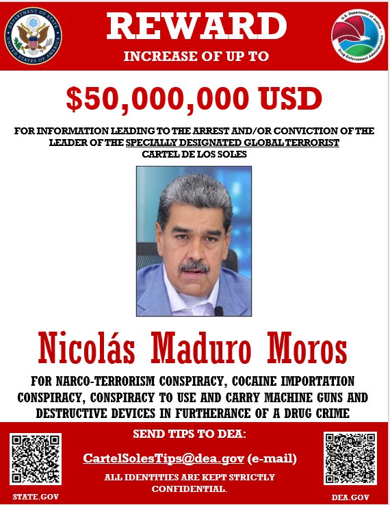 Ofrecen recompensa para dar con Nicolás Maduro