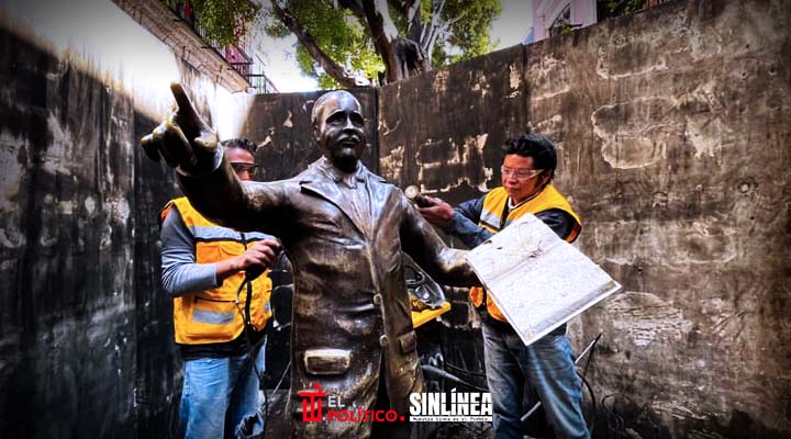 Ayuntamiento de Puebla restaura esculturas del andador 5 de Mayo