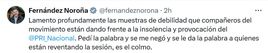 Noroña llama débiles a Morena