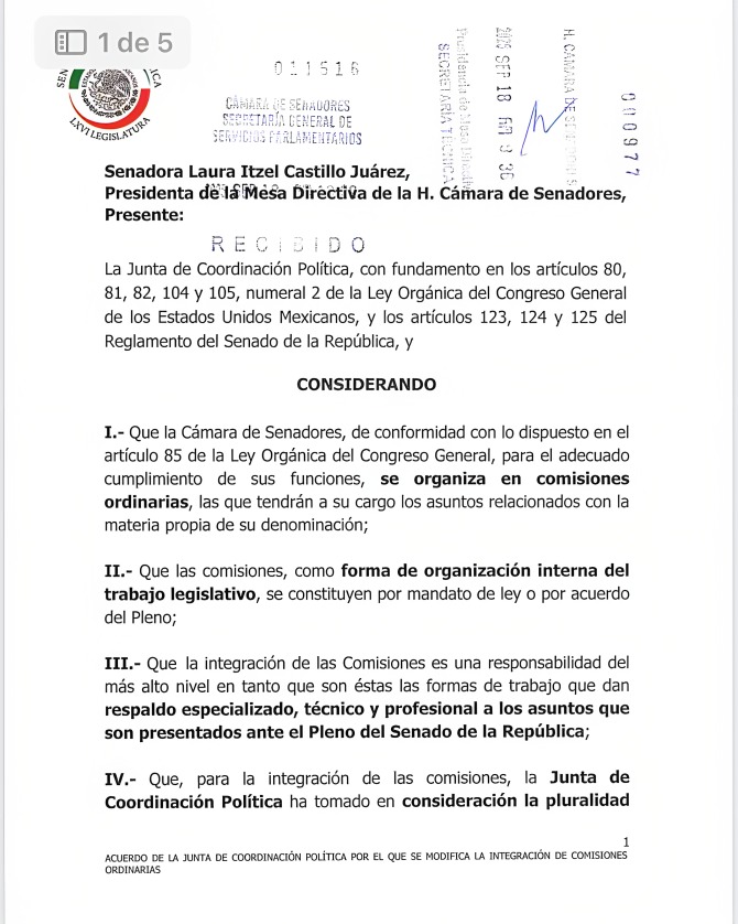 Senado retira a Alito Moreno de la Comisión de Marina
