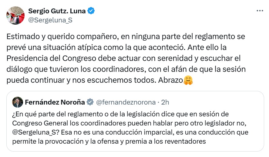 Sergio Gutierrez responde Noroña