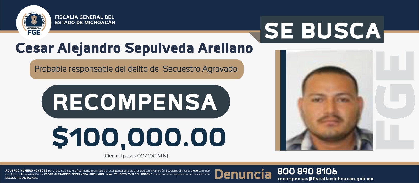 Ficha de recompensa por El Bótox