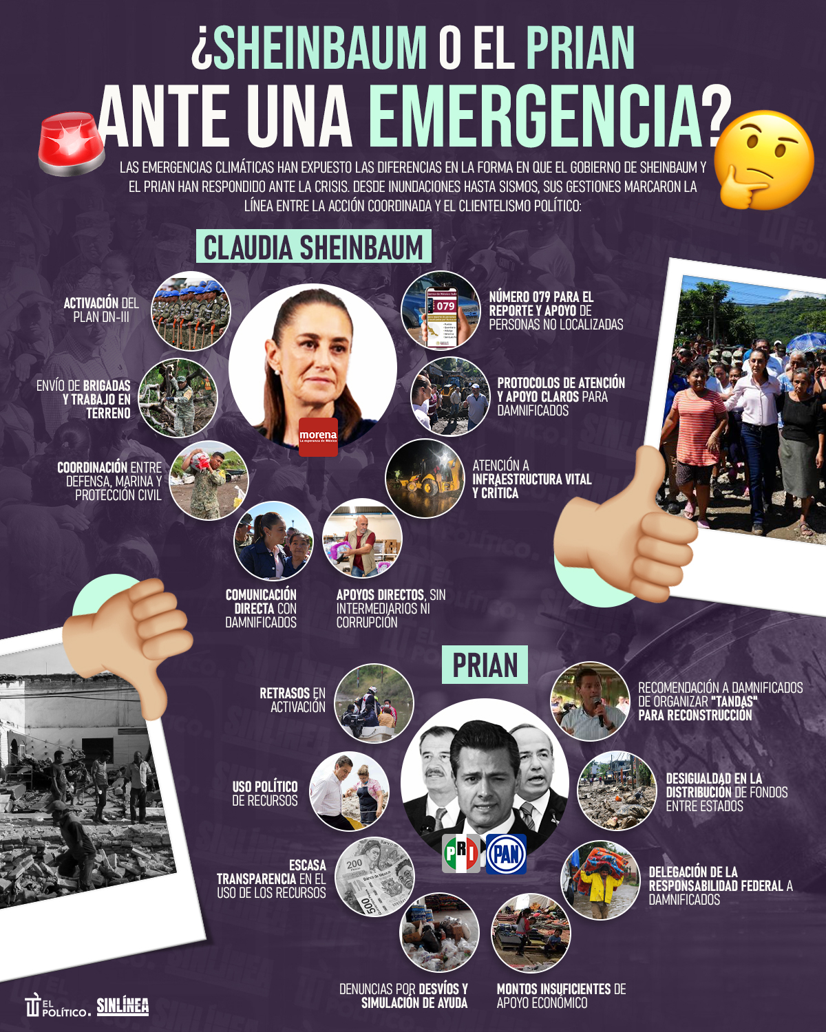 Infografía emergencias: las diferencias entre Sheinbaum y el PRIAN 