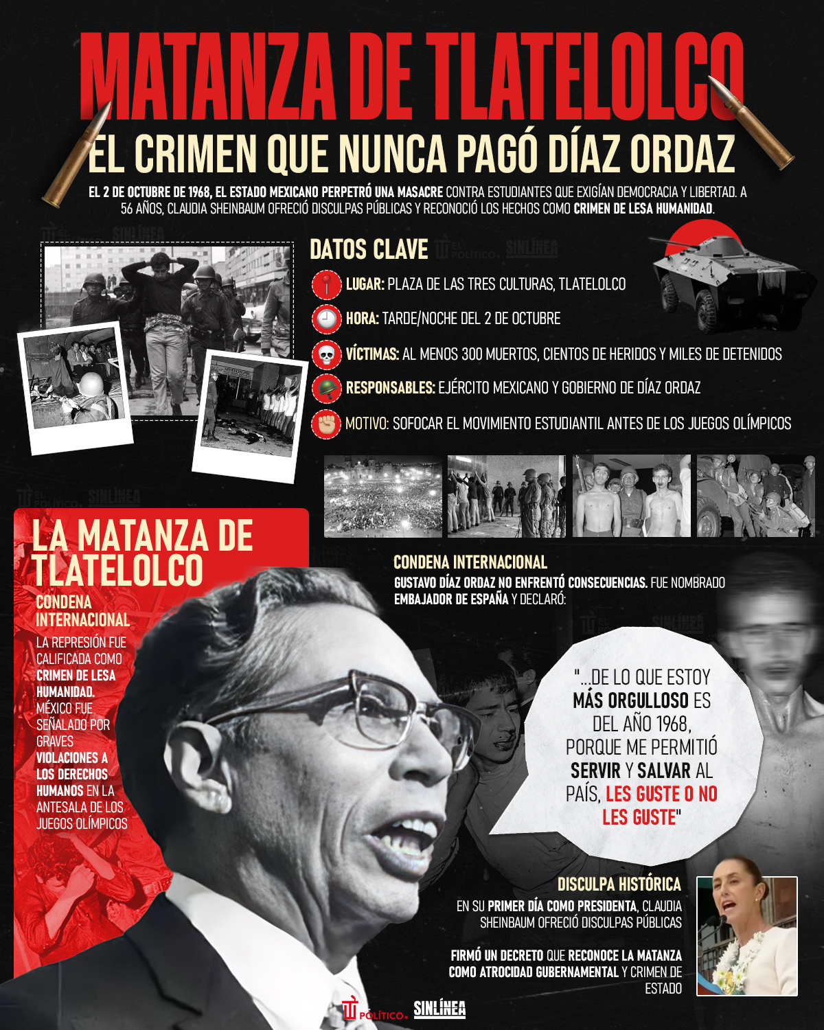 Infografía Díaz Ordaz y sus crímines de lesa humanidad que nunca pagó 