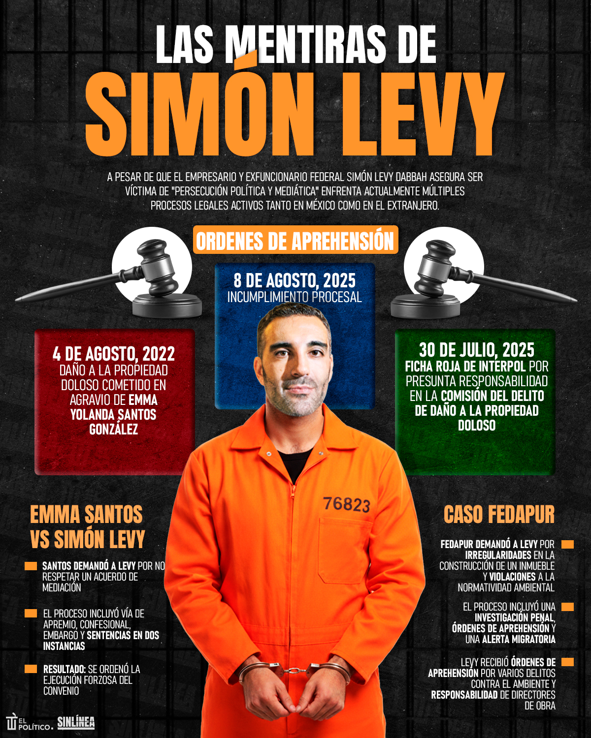 Infografía Simón Levy y sus mentiras