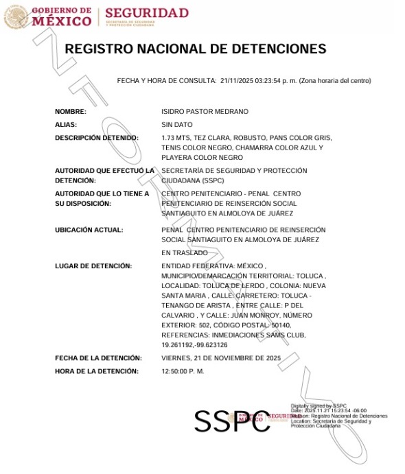 Detención Isidro Pastor