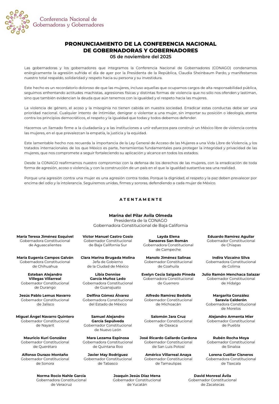 Gobernadores con Sheinbaum