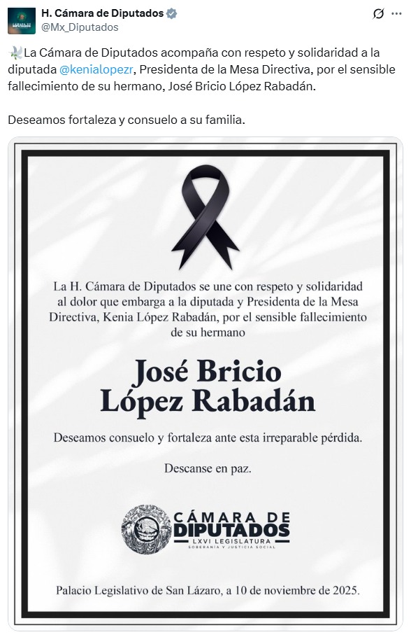 Condolencias para el hermano de Kenia López