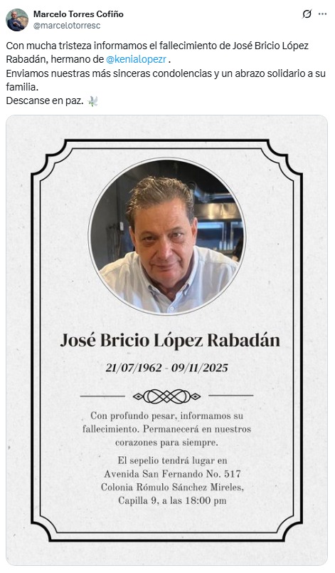 Condolencias para el hermano de Kenia López