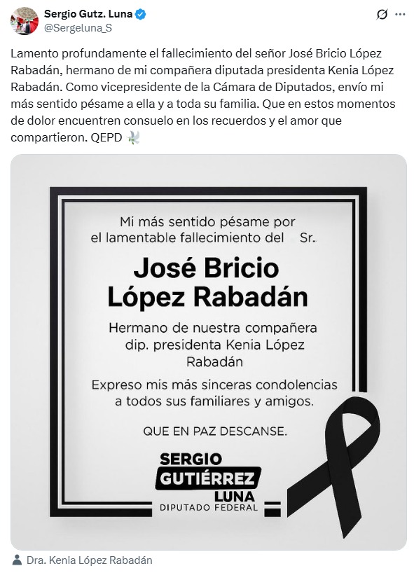 Condolencias para el hermano de Kenia López