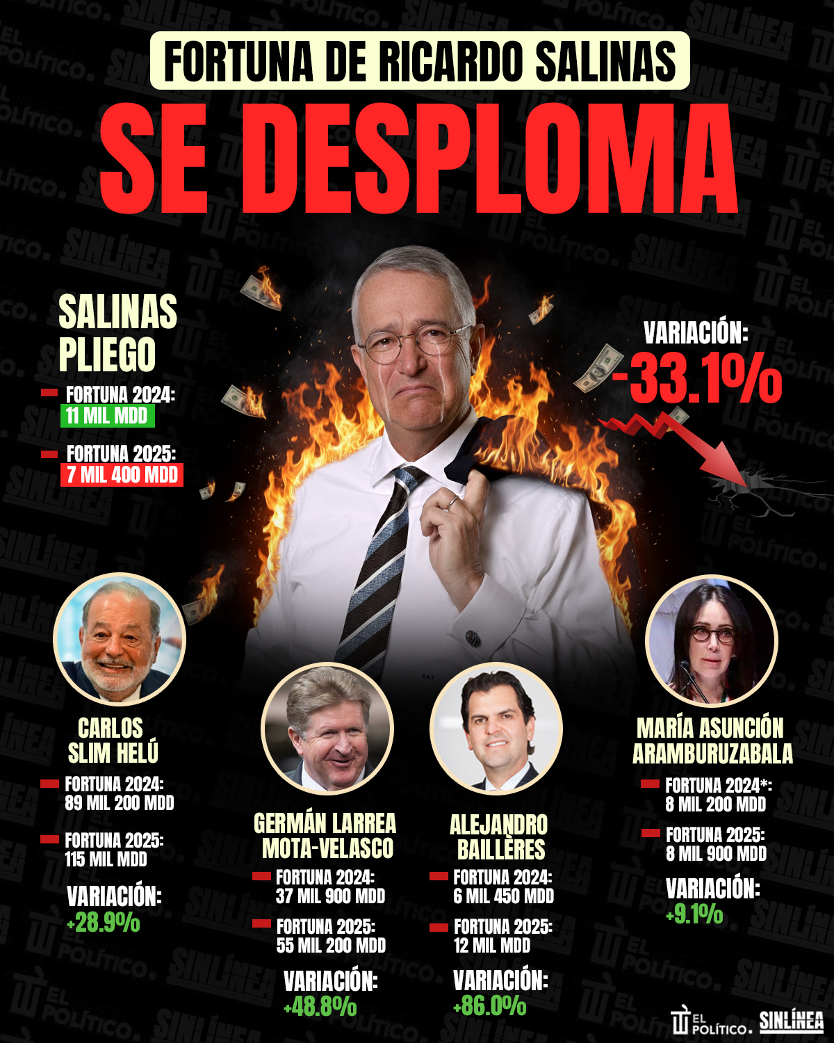 Infografía Ricardo Salinas pierde el 33% de su fortuna