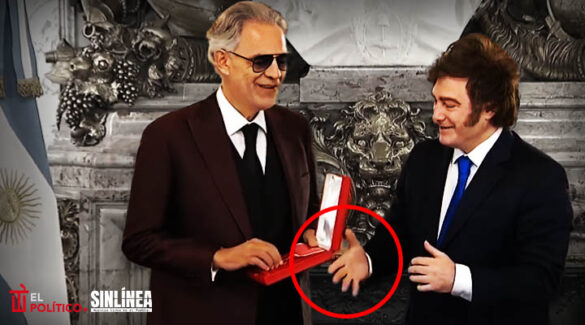 Milei hace el ridículo al saludar a Andrea Bocelli