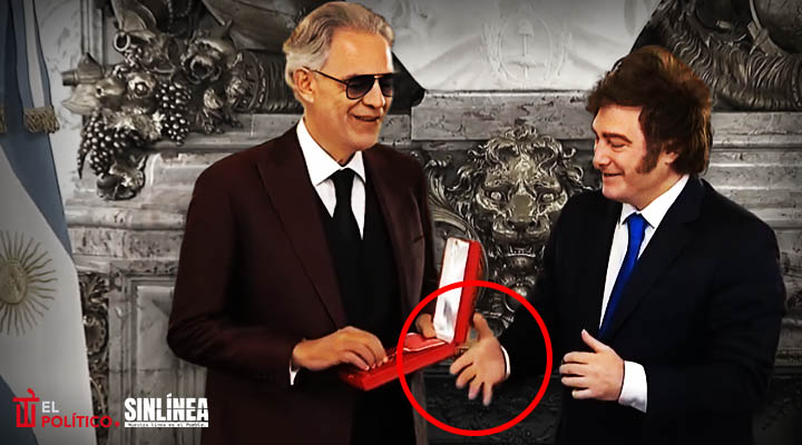 Milei hace el ridículo al saludar a Andrea Bocelli