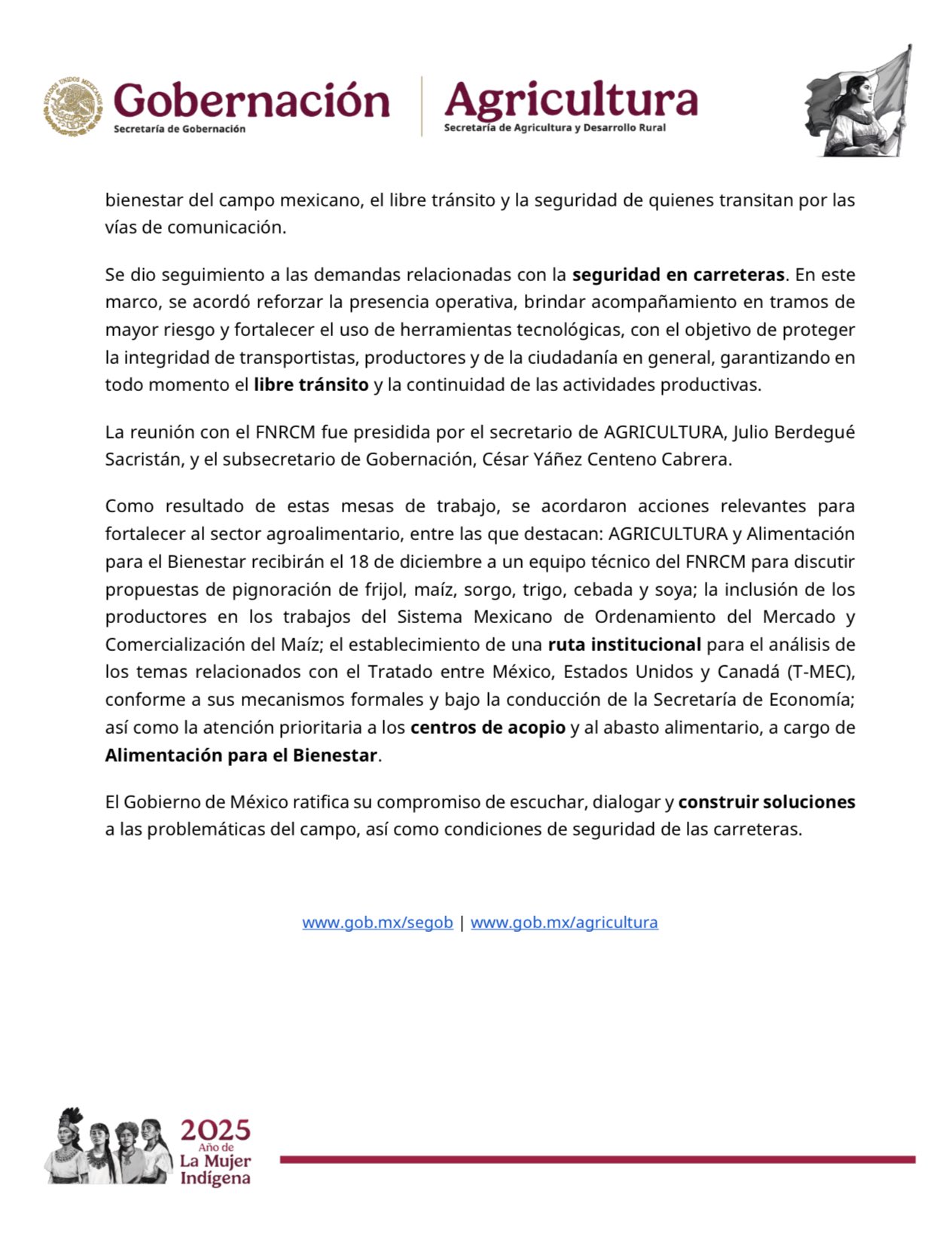 Agricultores logran acuerdos con Segob