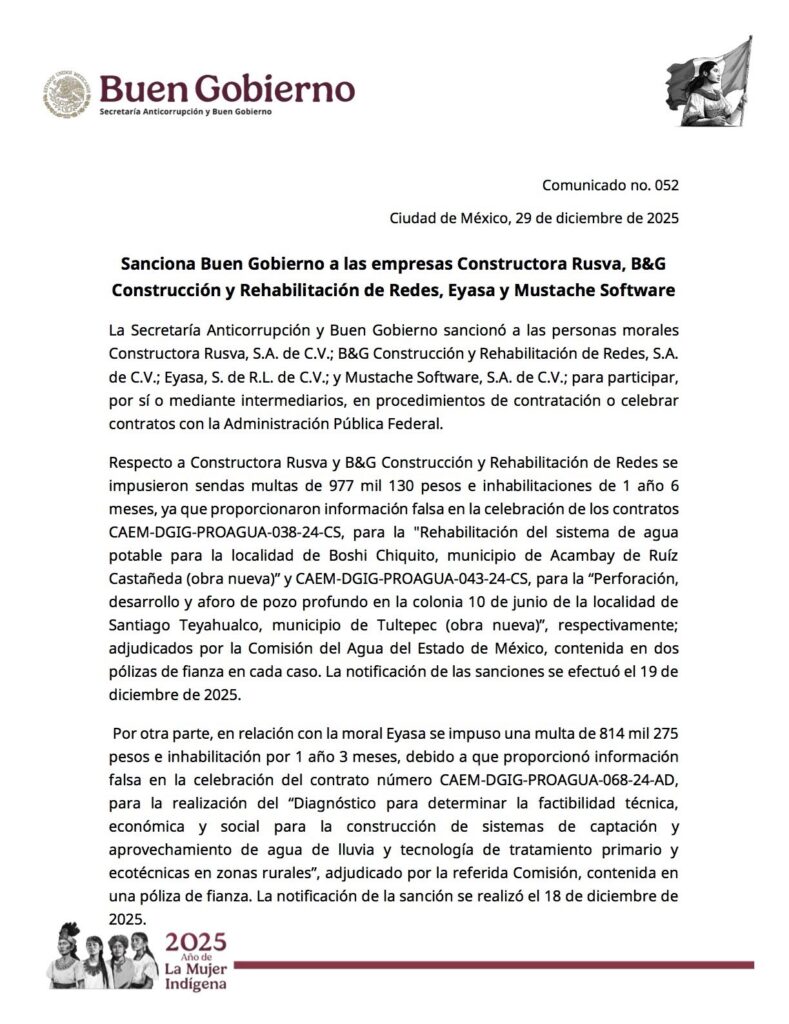 Comunicado Secretaría Anticorrupción