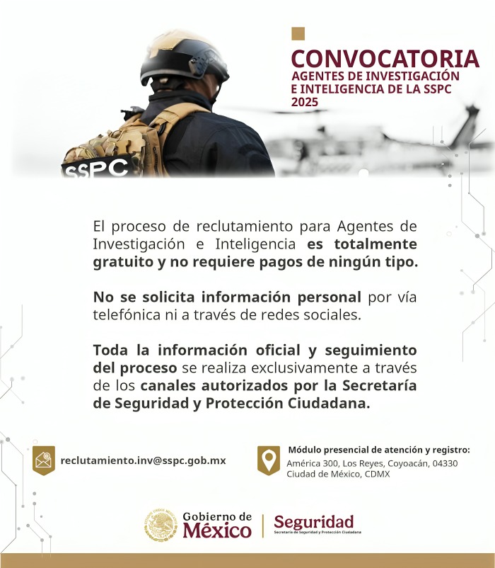 Convocatoria para convertirse en Agentes de Investigación de SSPC