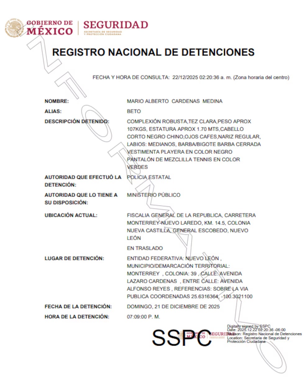 Detención de El Betito 