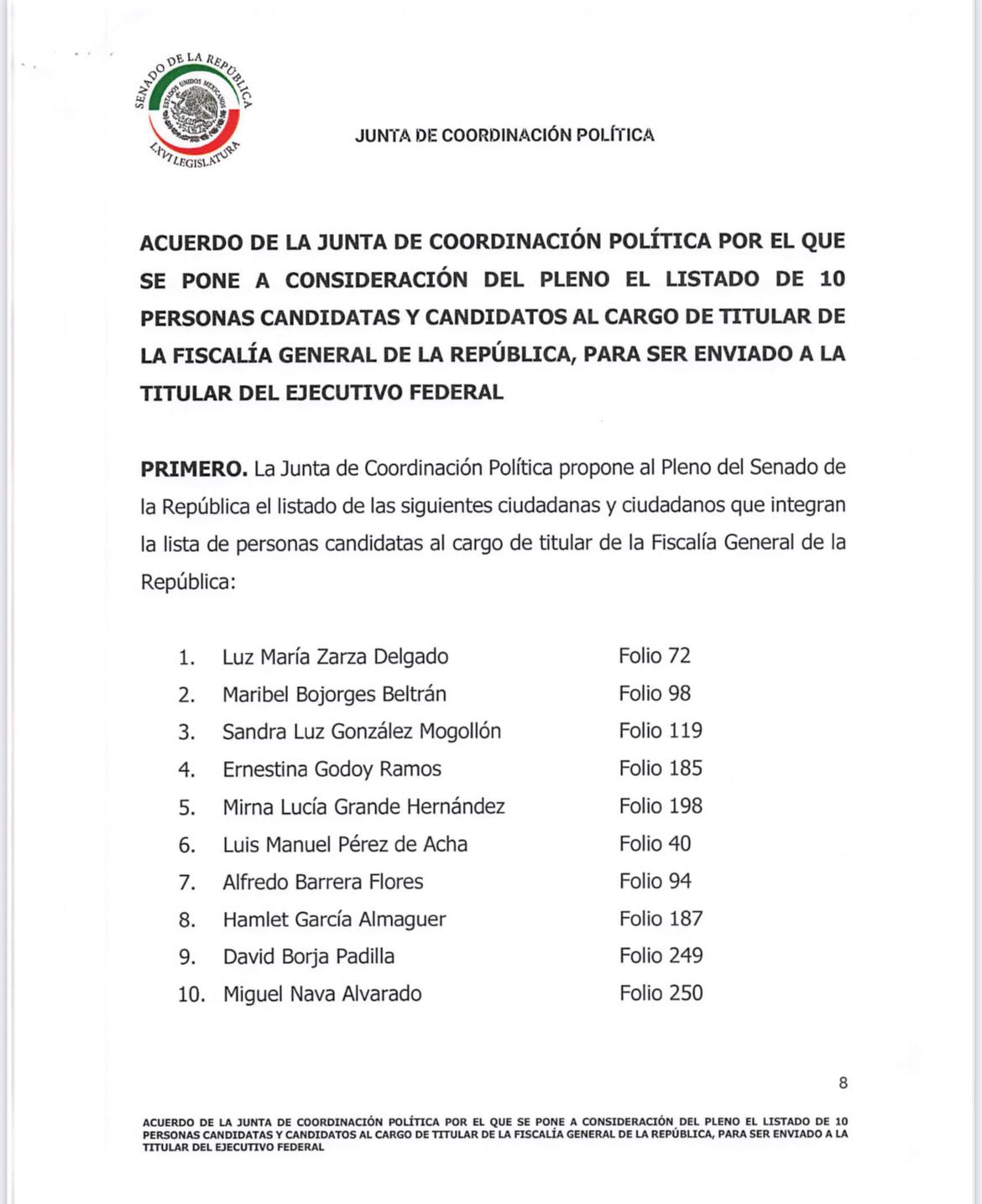 Senado lista FGR