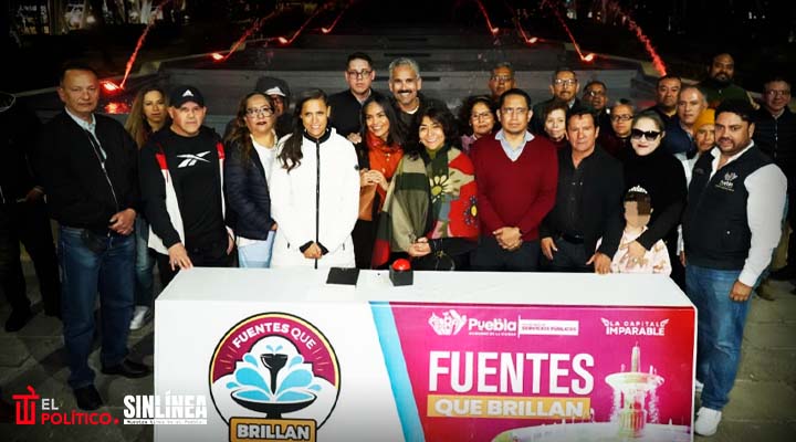 Ayuntamiento de Puebla inaugura mantenimiento de la fuente Hermanos Serdán