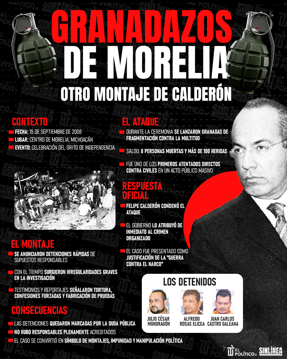 Infografía Morelia y los granadazos: otro montaje de Calderón